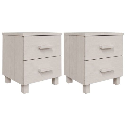 Mesitas De Noche 2 Uds Hamar Pino Macizo Blanco 40x35x44,5 Cm_0