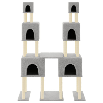 Rascador Para Gatos Con Postes De Sisal Gris Claro 199 Cm_2