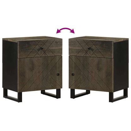 Mesita De Noche Madera Maciza De Mango Negra 50x33x60 Cm_4
