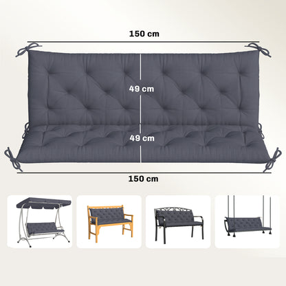 Outsunny Cojín Para Banco 3 Plazas Con Respaldo 150x98x8 Cm Para Jardín Terraza_2