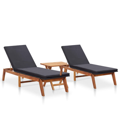 Tumbonas Con Mesa 2 Uds Ratán Sintético Y Madera Maciza Acacia_0