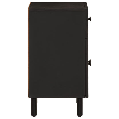 Mesita De Noche Madera Maciza De Mango Negra 50x33x60 Cm_2
