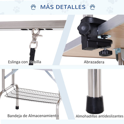 Pawhut Mesa De Aseo Para Mascotas Diseño Plegable Altura Ajustable Carga Max_5
