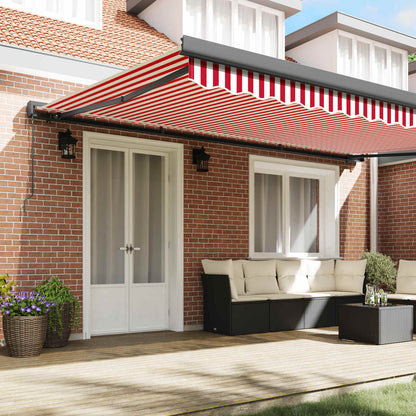Toldo Retráctil Rojo Y Blanco 500 X 300 Cm Lona Y Aluminio_2