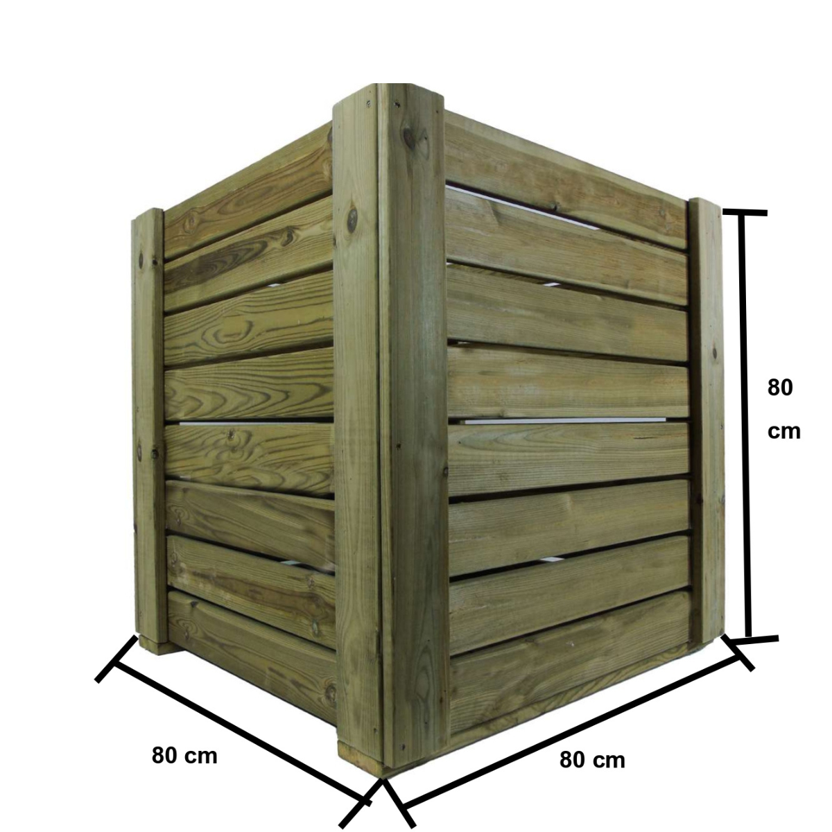 Macetero De Madera Eko Xxl Vidahuerto Para Árboles Y Plantas Grandes 80x80x80 Cm.
