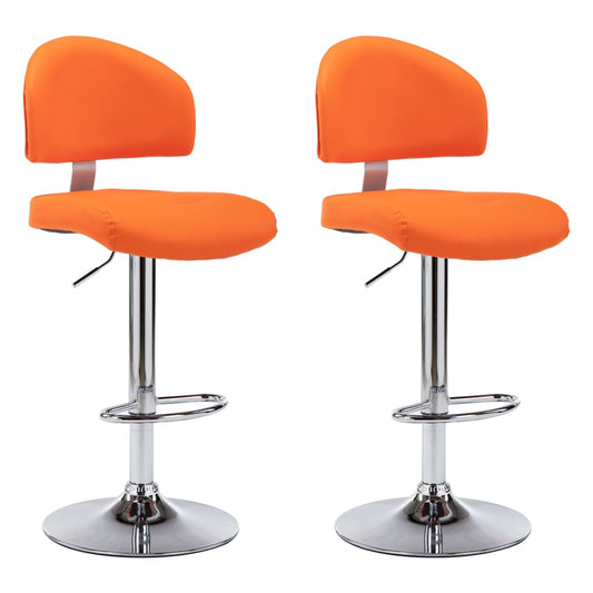 Taburetes De Cocina 2 Unidades Cuero Sintético Naranja_0