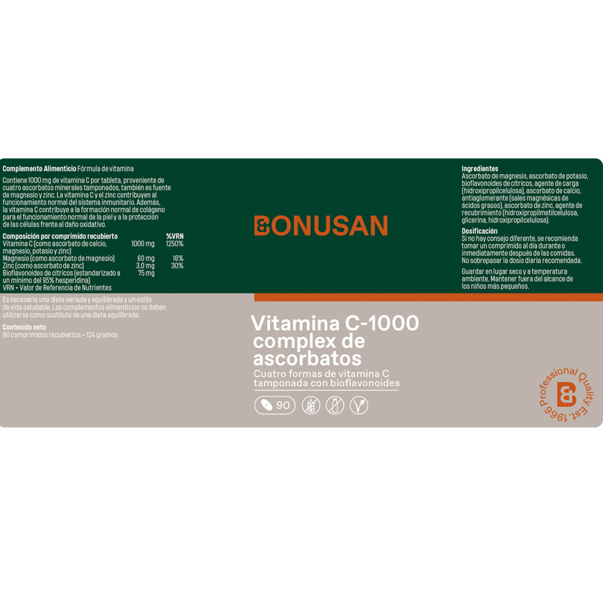 Vitamina C-1000 complejo de ascorbates Bonusan 90