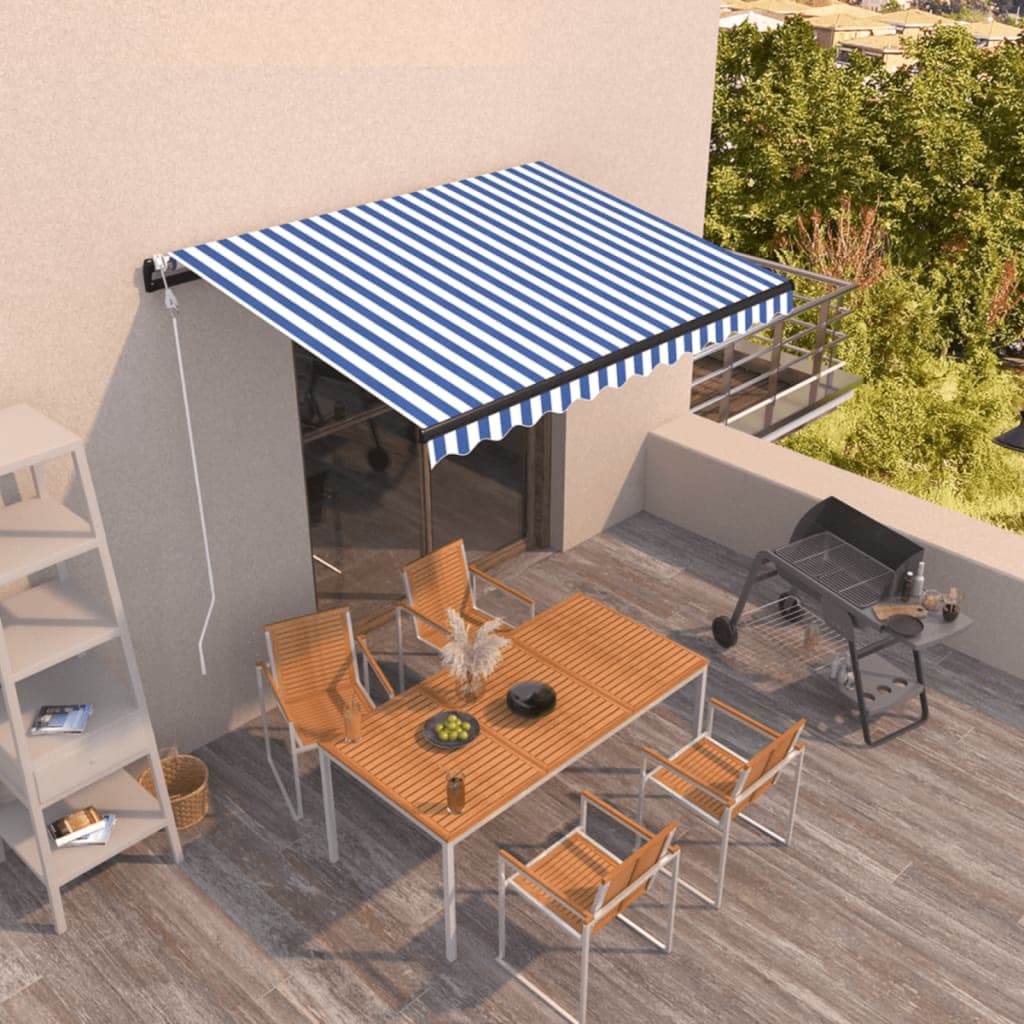 Toldo Automático Retráctil Azul Y Blanco 400x300 Cm_1