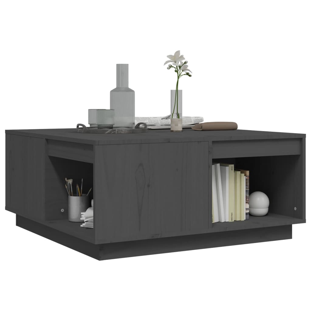 Mesa De Centro De Madera Maciza De Pino Gris 80x81x36,5 Cm_2