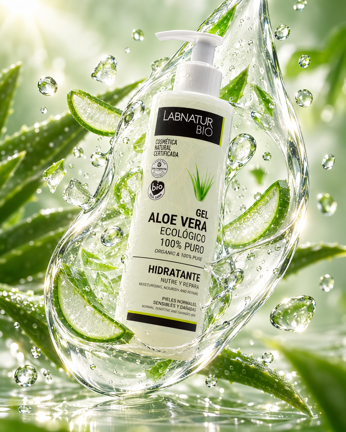 Gel de Aloe Vera Ecológico 100 % Puro Labnatur Bio 250 ml | Hidrata, Calma y Refresca | Rostro y Cuerpo | Vegano_4