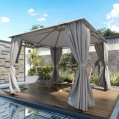 Outsunny 4 Paredes Laterales Para Cenador 3x3 M Protección Uv 30+ Gris Claro_1