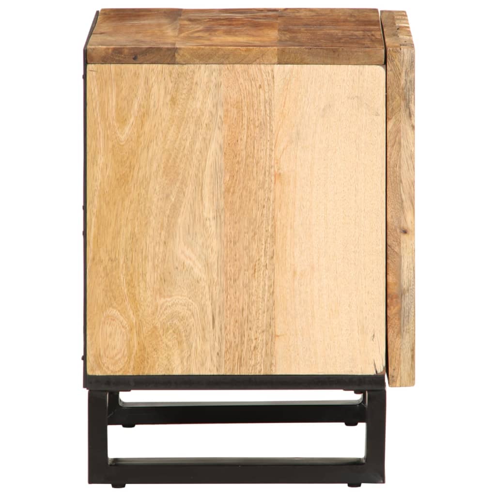 Mesita De Noche De Madera Maciza De Mango Rugosa 40x34x46 Cm_2