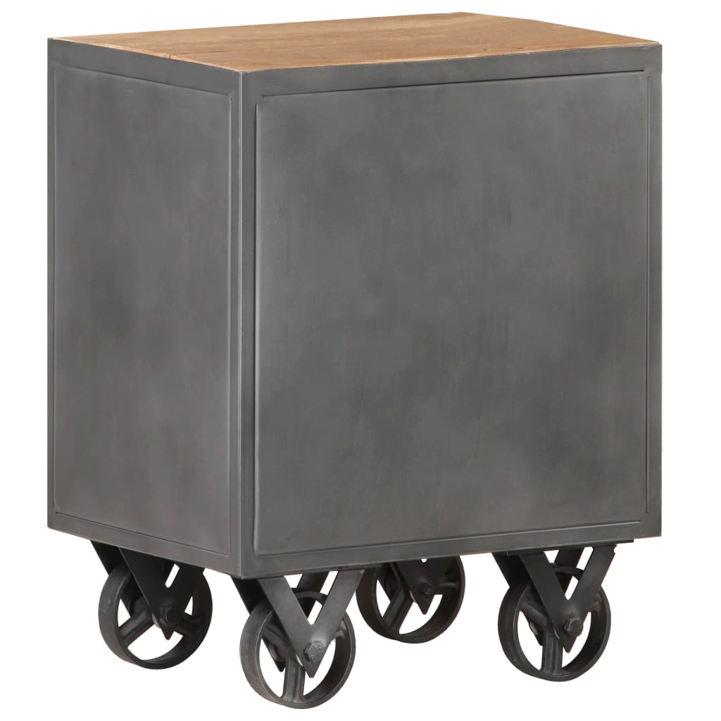 Mesita De Noche De Madera Maciza Reciclada 40x30x51 Cm_3