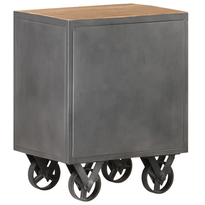 Mesita De Noche De Madera Maciza Reciclada 40x30x51 Cm_3