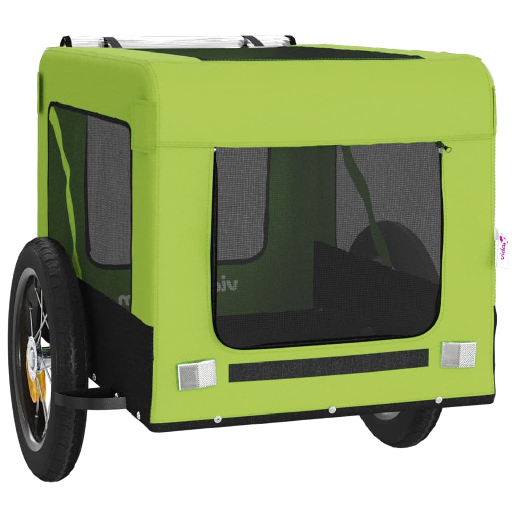 Remolque De Bicicleta Mascotas Hierro Tela Oxford Verde Negro_5
