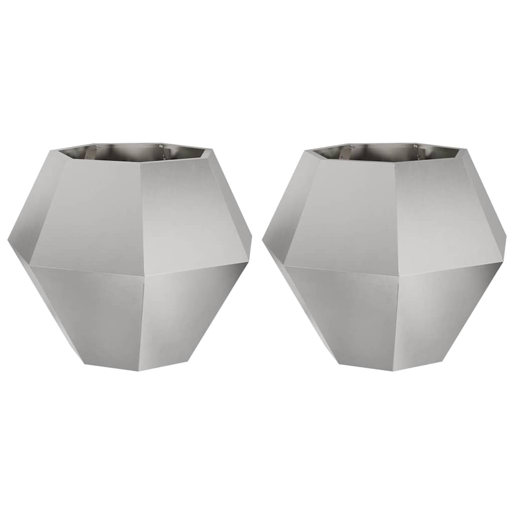 Jardinera 2 Pcs Plateado 75 X 75 X 60 Cm Acero Inoxidable_0