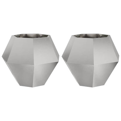 Jardinera 2 Pcs Plateado 75 X 75 X 60 Cm Acero Inoxidable_0
