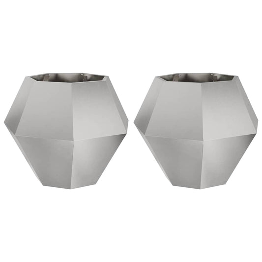Jardinera 2 Pcs Plateado 75 X 75 X 60 Cm Acero Inoxidable_0