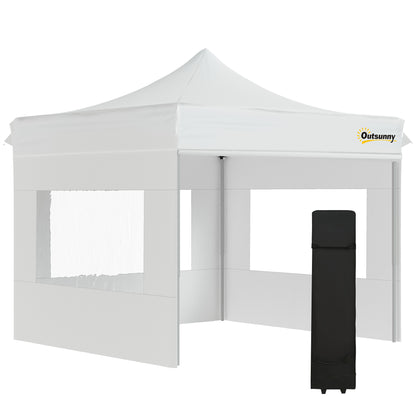 Outsunny Carpa Plegable 3x3 M Con Altura Ajustable Y 4 Paredes Extraíbles Blanco_0
