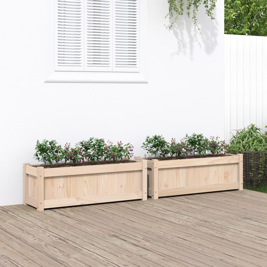 Jardineras De Exterior 2 Unidades Madera Maciza De Pino_1