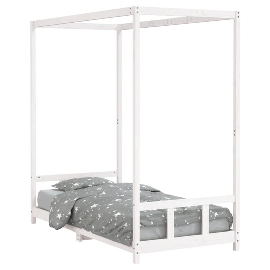 Vidaxl Estructura De Cama Para Niños Madera De Pino Blanco 90x190 Cm_0
