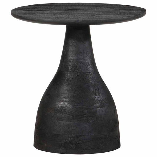 Mesa Auxiliar Madera Maciza De Mango Negra Ø40x40 Cm_0