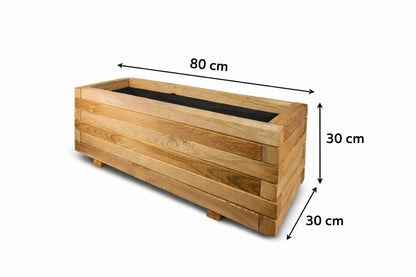 Jardinera Rectangular De Madera De Pino Tratada Exterior 80x30x30 Cm Marrón 45 L_5