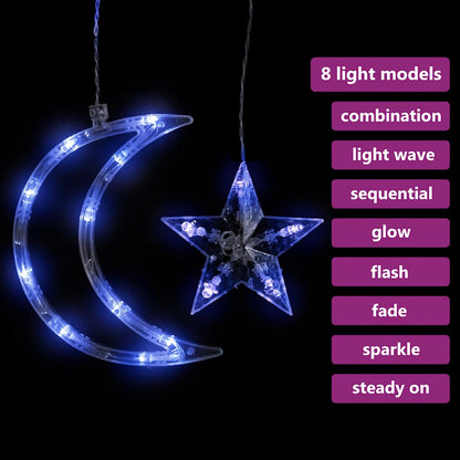 Vidaxl Luces Estrella Y Luna 138 Leds Azul Con Control Remoto_3