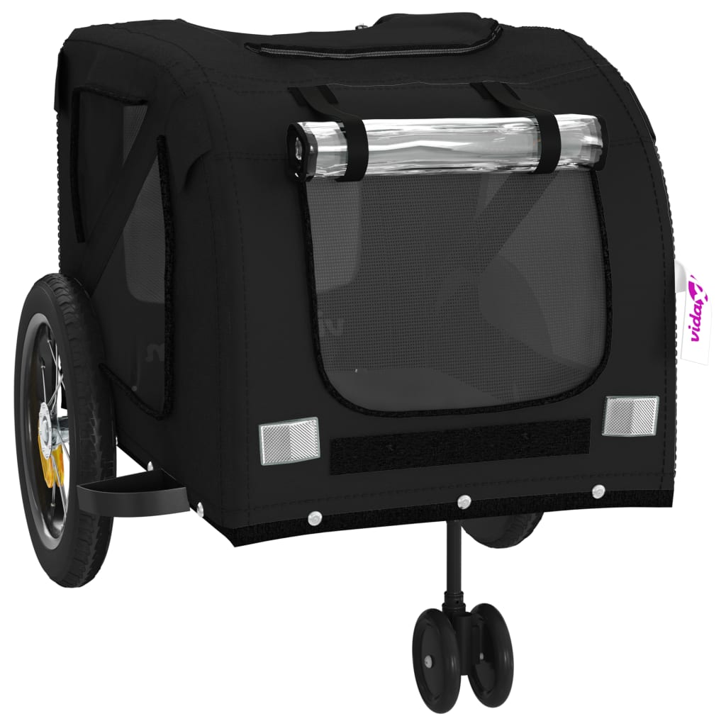 Remolque De Bicicleta Mascotas Hierro Tela Oxford Negro_4
