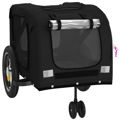 Remolque De Bicicleta Mascotas Hierro Tela Oxford Negro_4