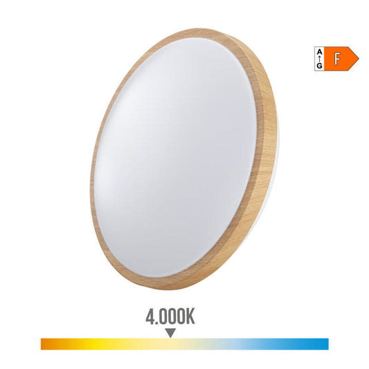 Aplique Superficie Circular Led 18w 1820lm 4000k Ø33x7,3cm Efecto Madera Edm_0