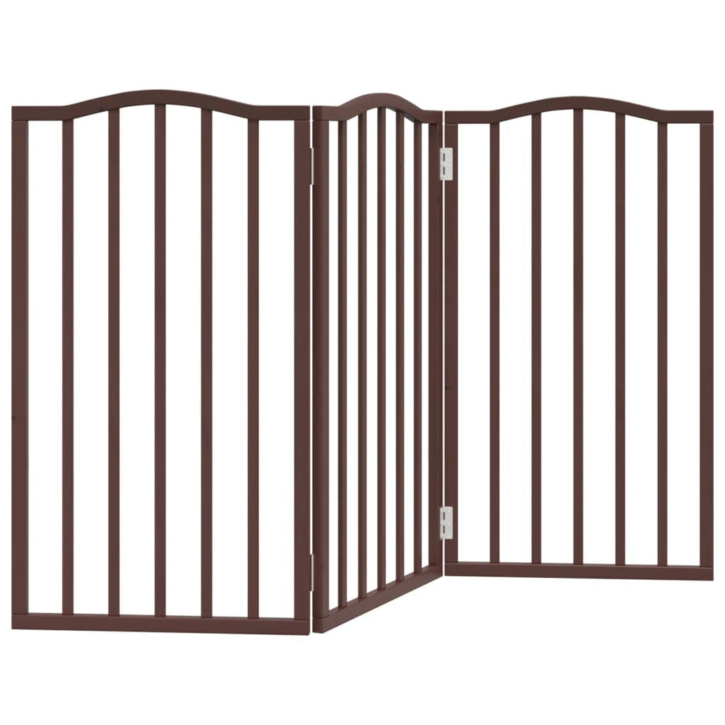 Vidaxl Puerta Para Perros Plegable 3 Paneles Álamo Marrón Roble 150 Cm_0