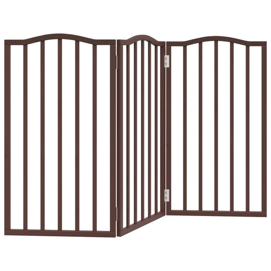 Vidaxl Puerta Para Perros Plegable 3 Paneles Álamo Marrón Roble 150 Cm_0