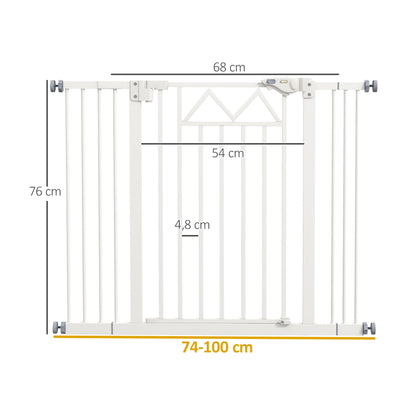 Pawhut Barrera De Seguridad Extensible Con Cierre Automático 74-100x76 Cm Blanco_2
