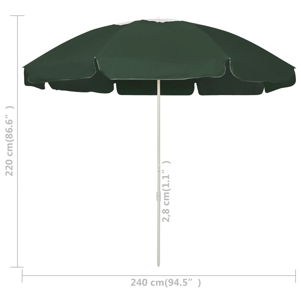Sombrilla De Playa Verde 240 Cm_4