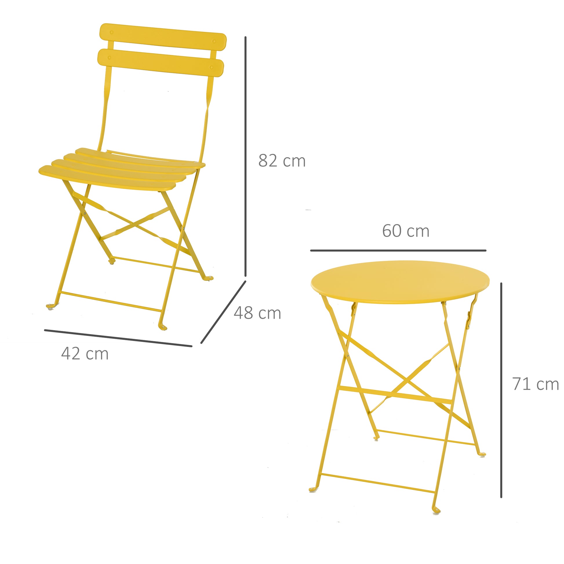 Outsunny Conjunto Muebles Plegables De Jardín Mesa Y 2 Sillas De Metal Ø60x71 Cm_2
