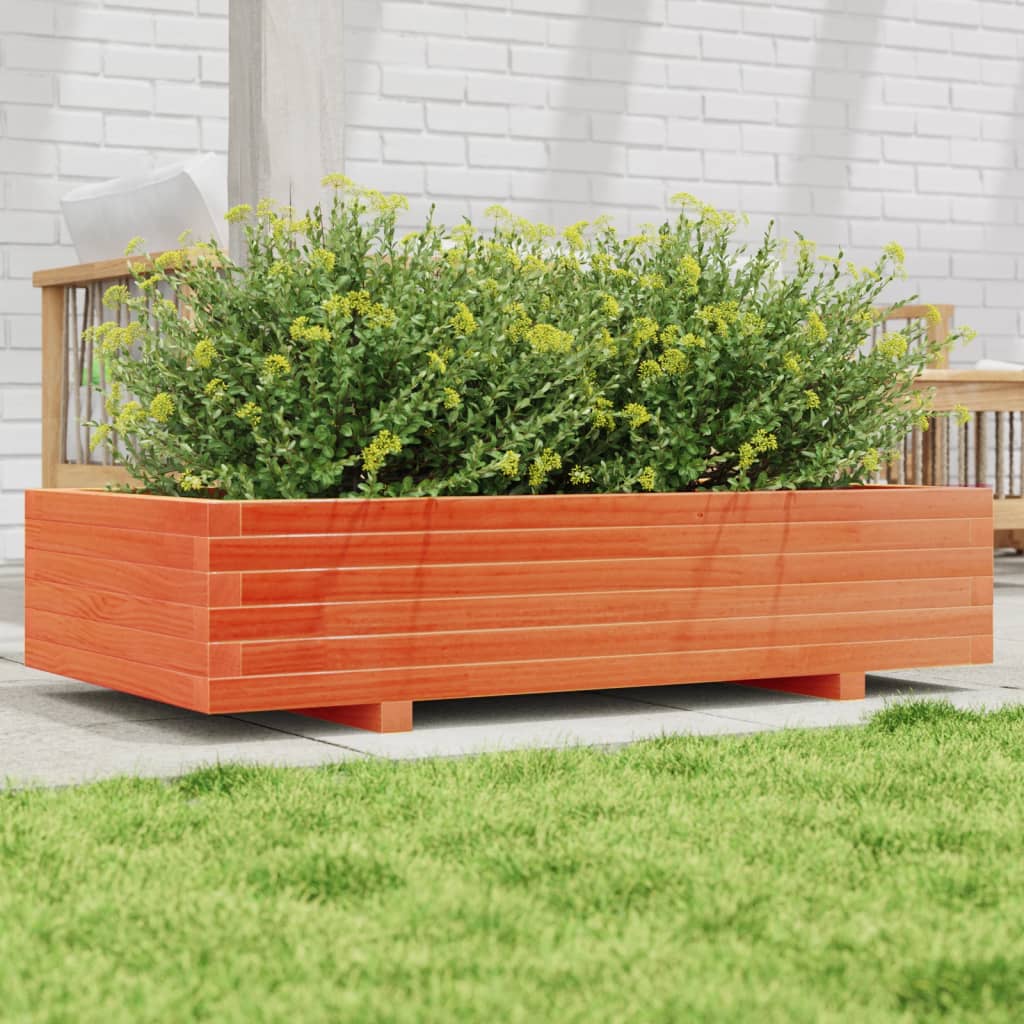 Jardinera De Madera Maciza De Pino Marrón Cera 110x60x26,5 Cm_1