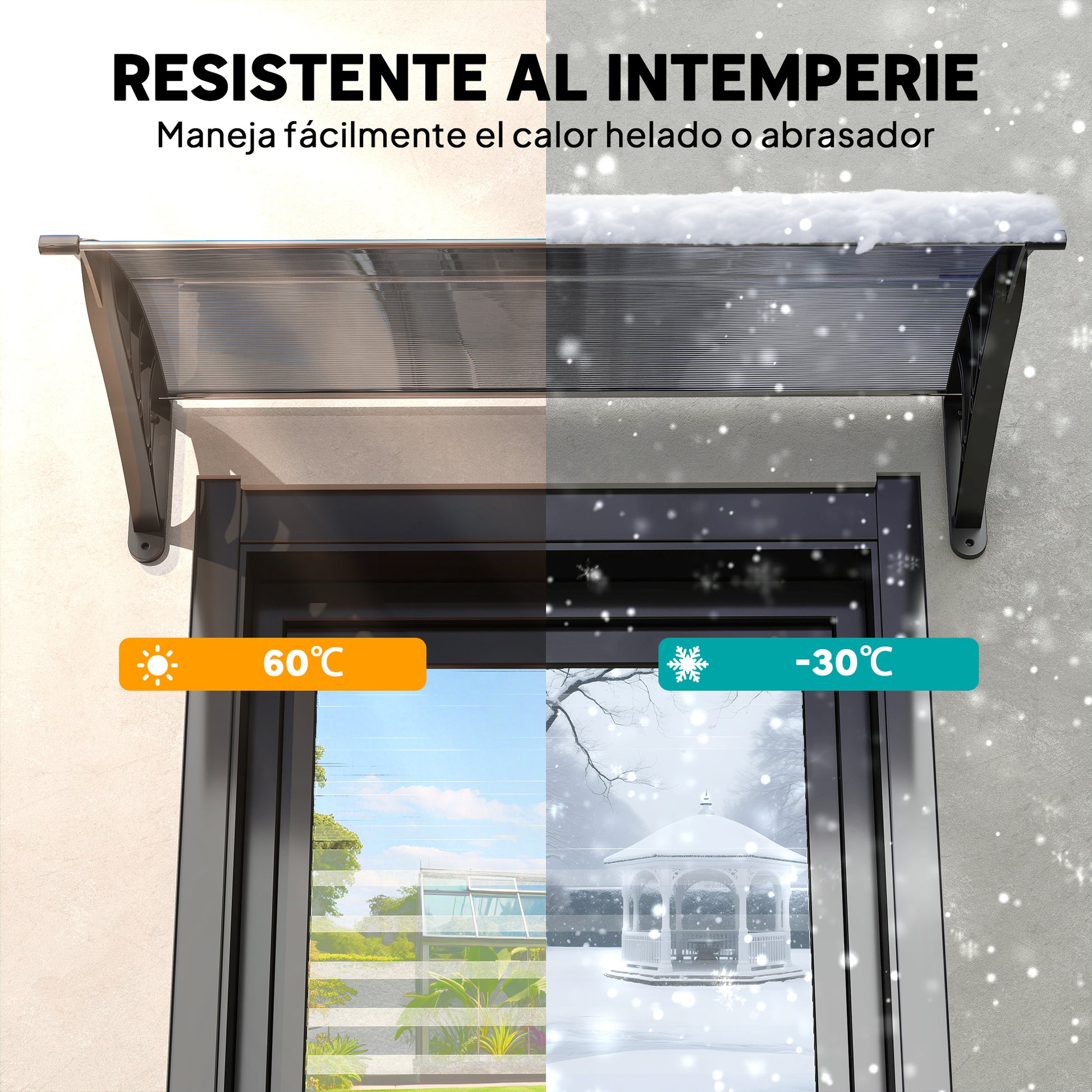 Outsunny Marquesina Exterior Para Puertas Y Ventanas 100x75 Cm Negro_5