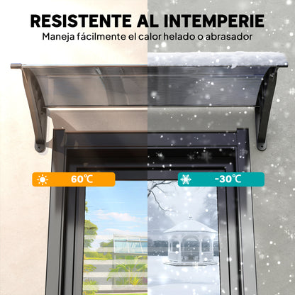 Outsunny Marquesina Exterior Para Puertas Y Ventanas 100x75 Cm Negro_5