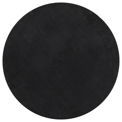 Alfombra De Pelo Corto Suave Lavable Huarte Negro Ø 120 Cm / Vetonek_0