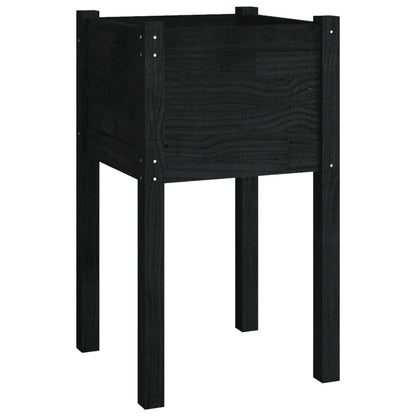 Jardineras 2 Unidades Madera Maciza De Pino Negro 40x40x70 Cm_3