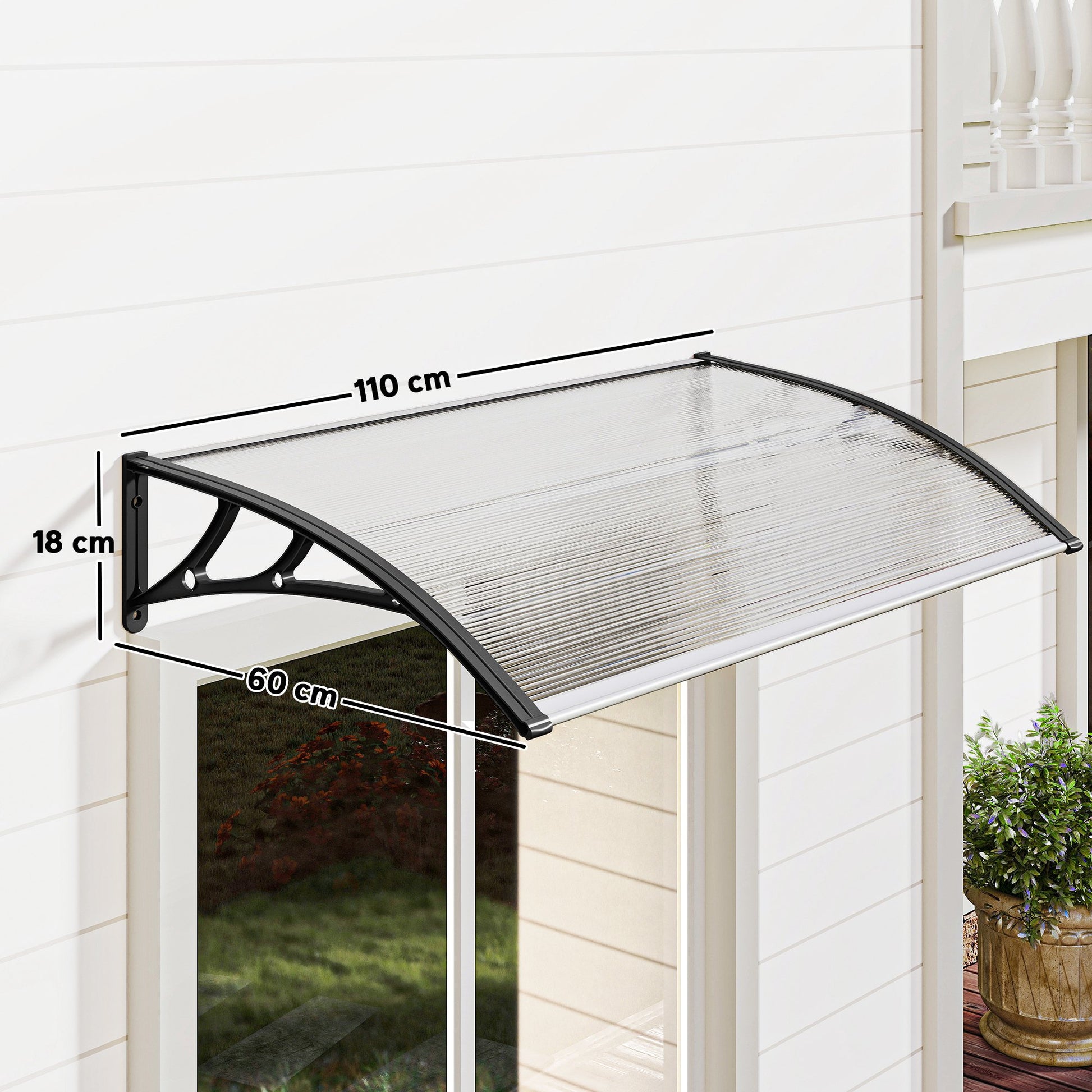 Outsunny Marquesina Para Puertas Y Ventanas 110x60 Cm Con Regleta De Aluminio_2