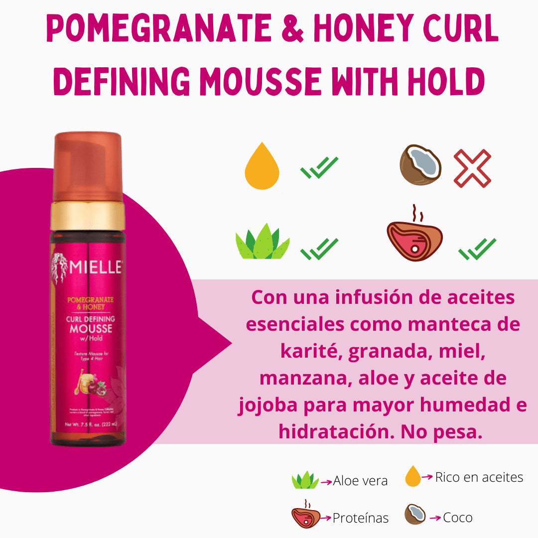 Mousse Definidora De Rizos Con Fijación Pomegranate And Honey Mielle Organics 222ml_1
