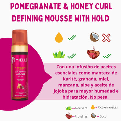 Mousse Definidora De Rizos Con Fijación Pomegranate And Honey Mielle Organics 222ml_1