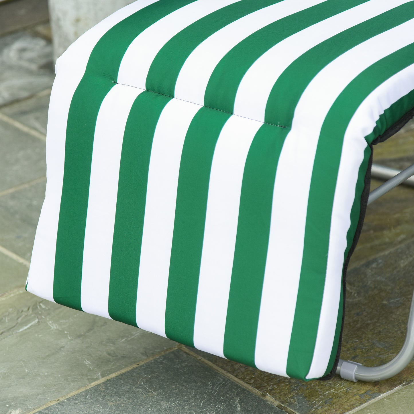 Outsunny 2 Tumbonas Plegables Con Respaldo Ajustable 60x75x66-102 Cm Rayas Verde_4
