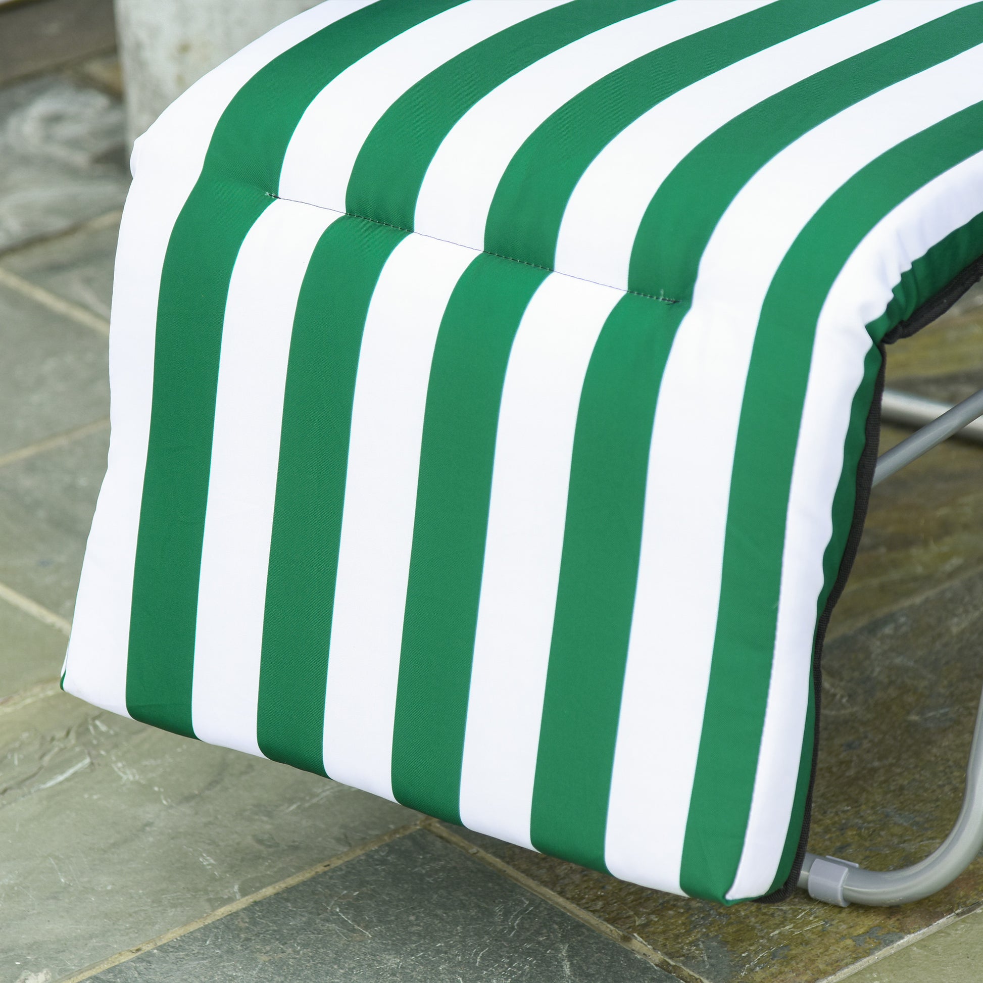 Outsunny 2 Tumbonas Plegables Con Respaldo Ajustable 60x75x66-102 Cm Rayas Verde_4