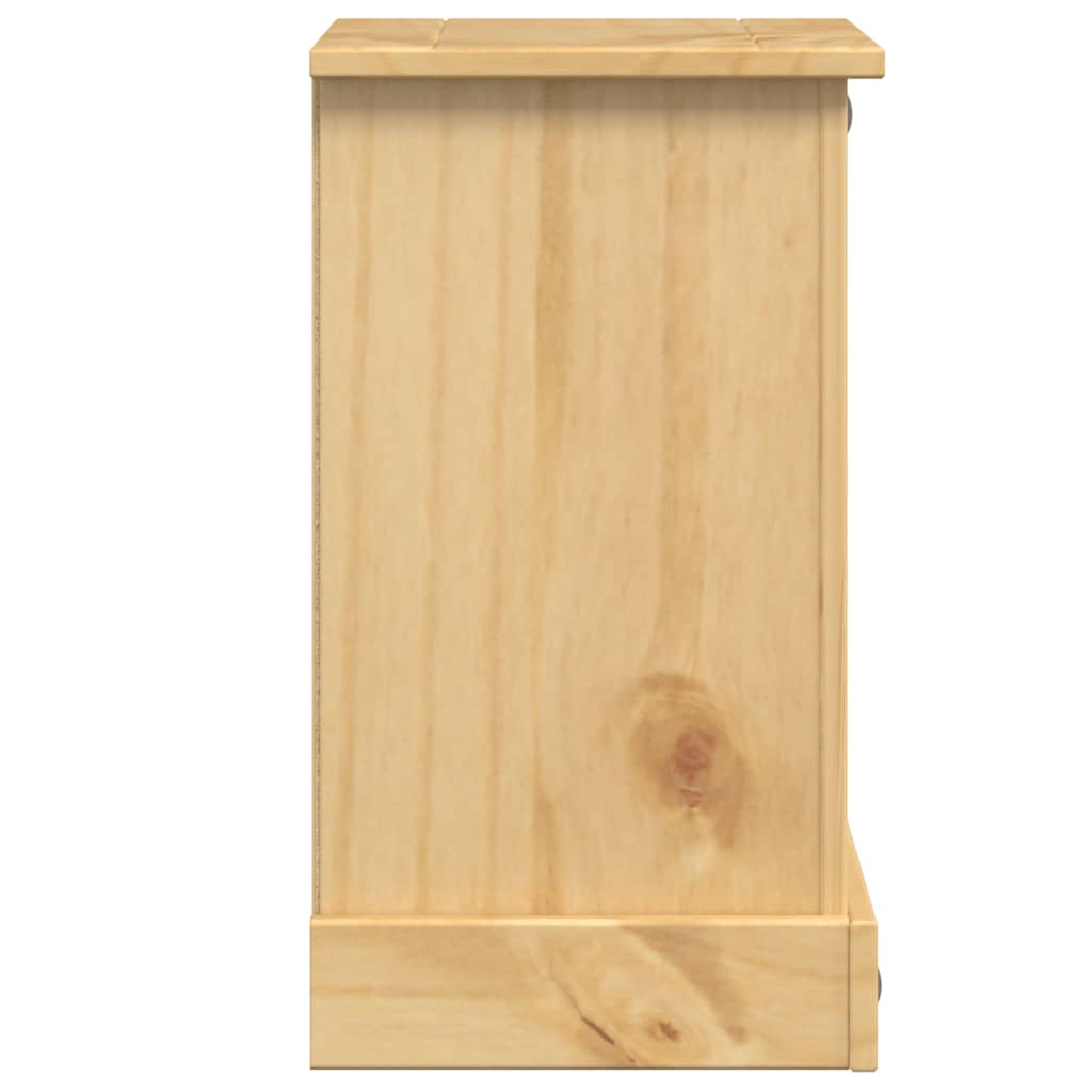 Mesita De Noche Corona Madera Maciza De Pino 35x32,5x58 Cm_3