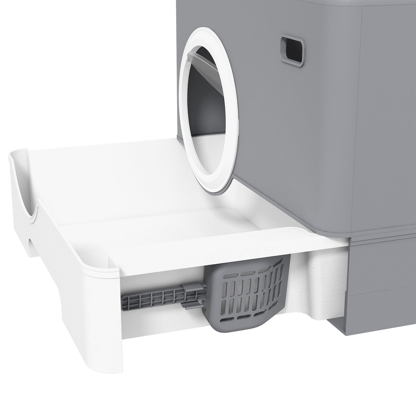 Pawhut Arenero Para Gatos Cubierto Con Bandeja Extraíble Puertas Pala Gris_4