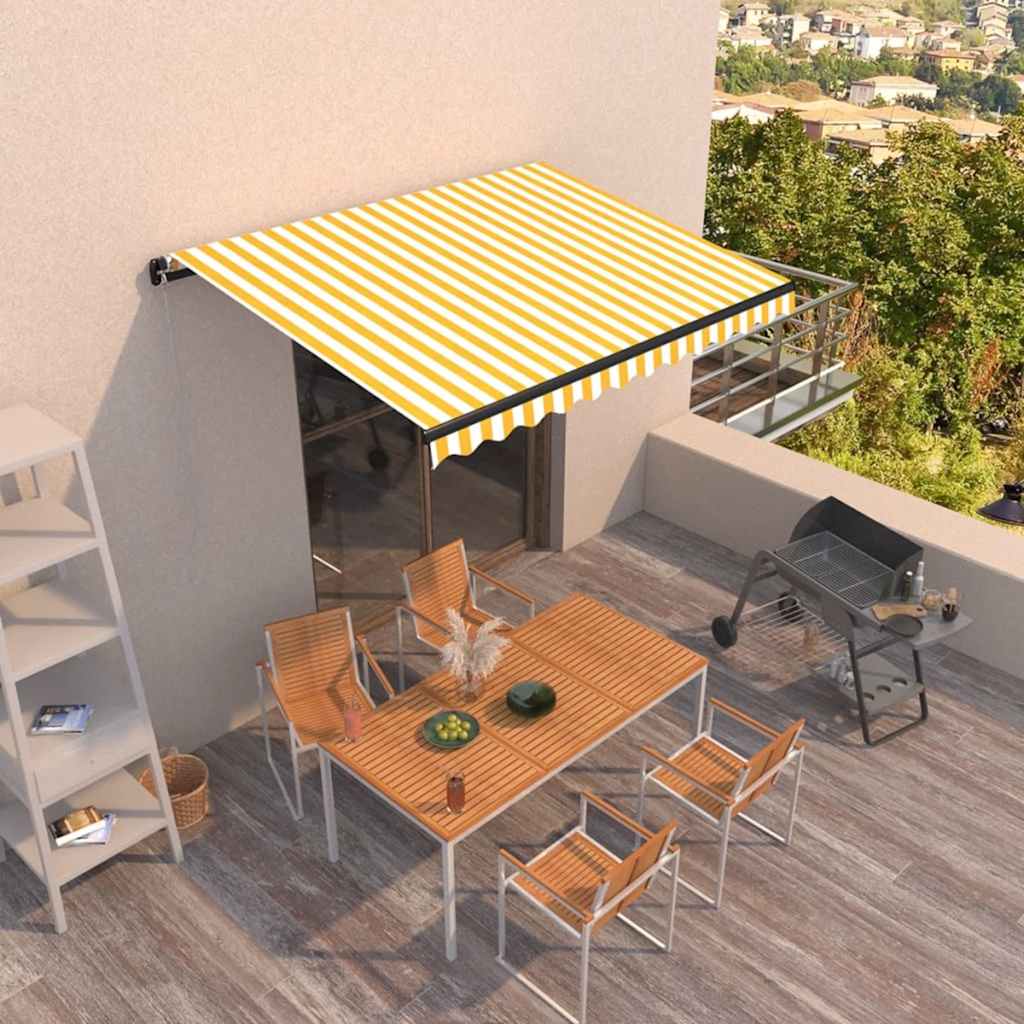 Toldo Retráctil Manual Amarillo Y Blanco 350x250 Cm_1