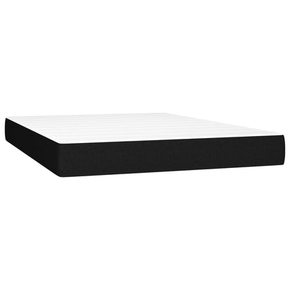 Cama Box Spring Colchón Y Luces Led Tela Negro 140x200 Cm / Vetonek_1
